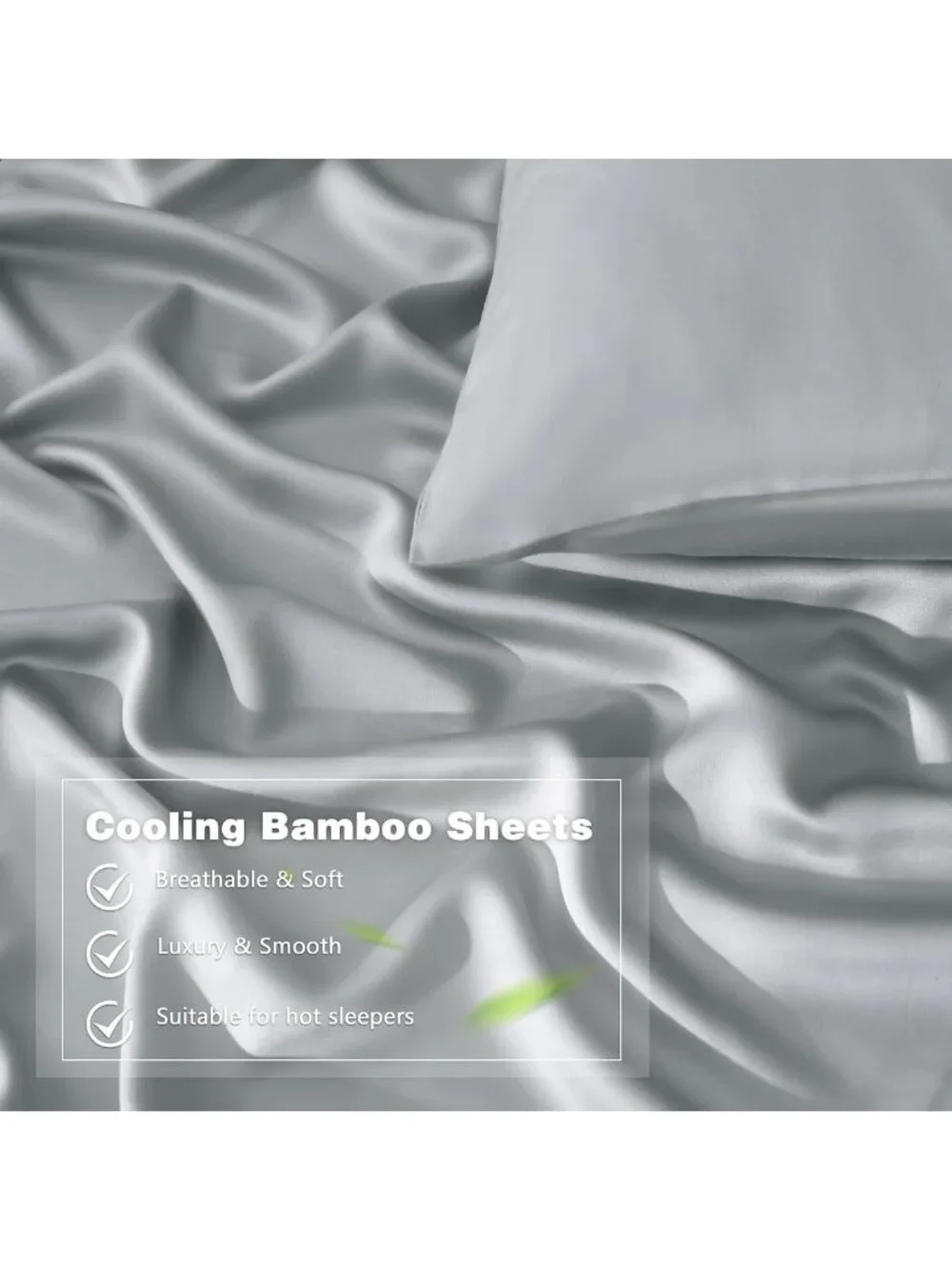 Light Gray King Sheet Set 4pcs | 100% Bamboo Rayon, Deep Pocket, Cooling, Soft
